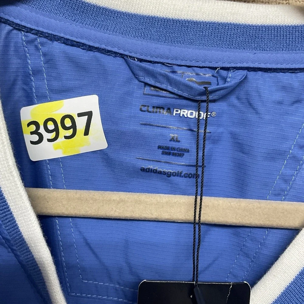 NWT  ADIDAS GOLF ClimaProof Jacket Mens XL ‎ Blue  Lined 3-Stripes Lightweight